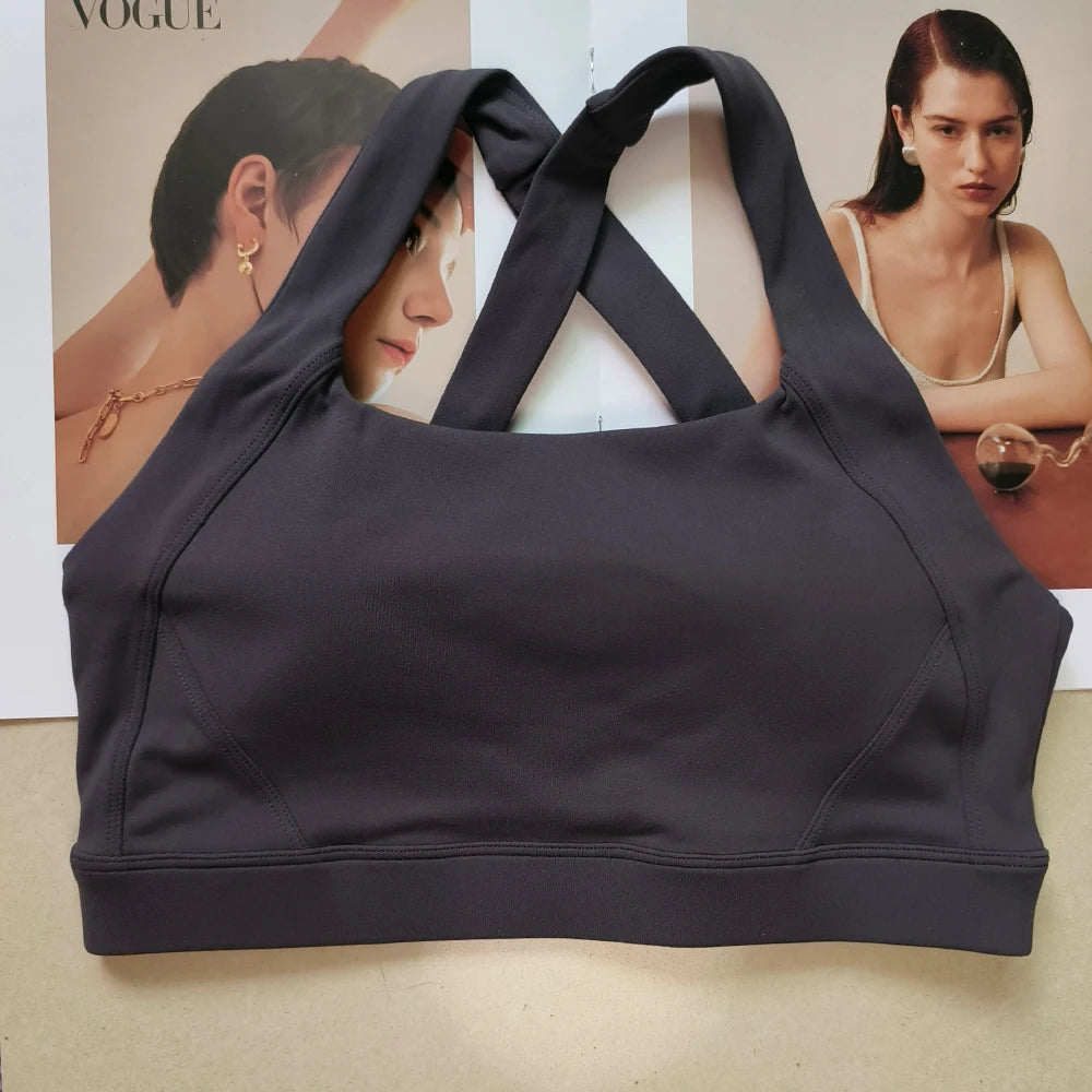 Cross Back Sports Bra Quick Dry Shock Absorbing For Yoga Running Fitness