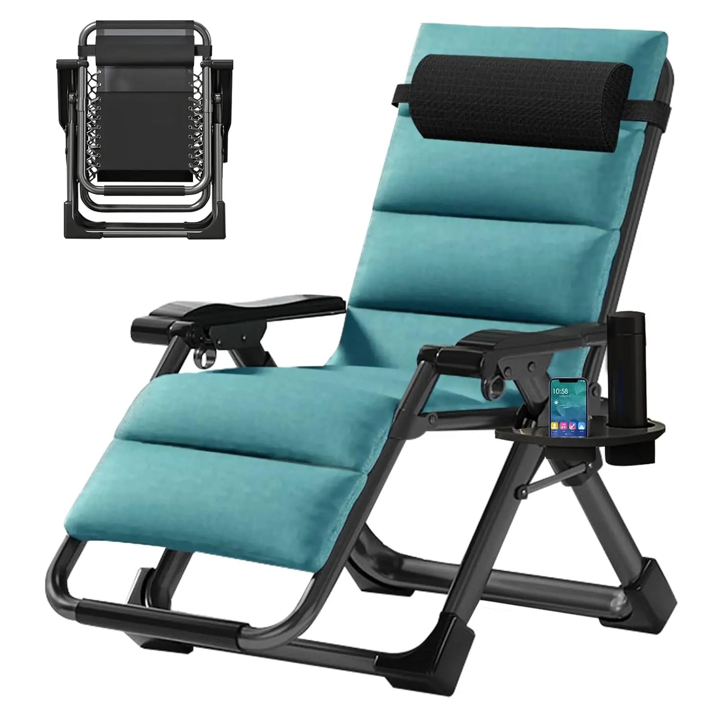 Zero Gravity Chair Premium Lawn Recliner Portable Detachable Cushion Headrest