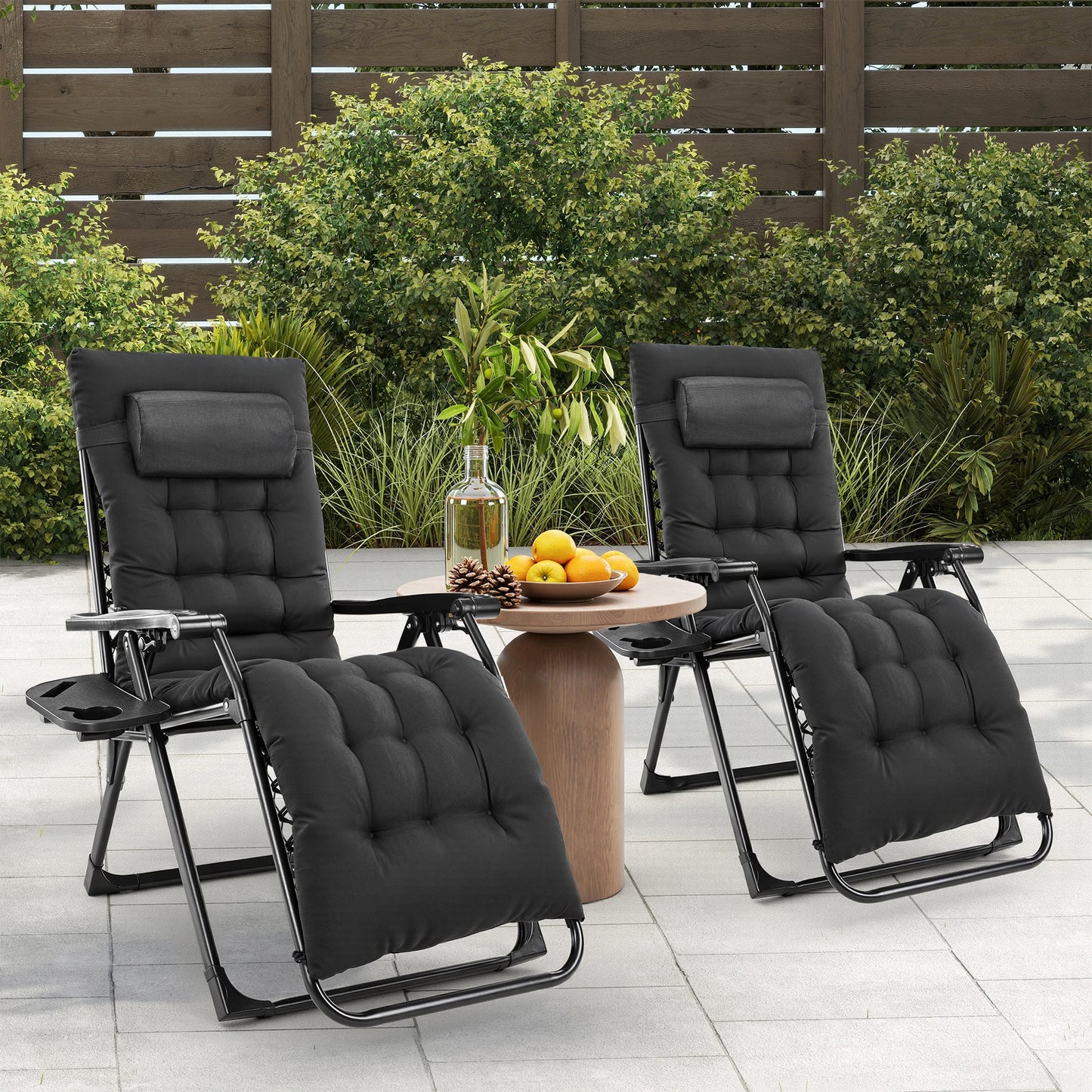 JHK Oversized Zero Gravity Foldable Reclining Lounge Chair Cup Holder