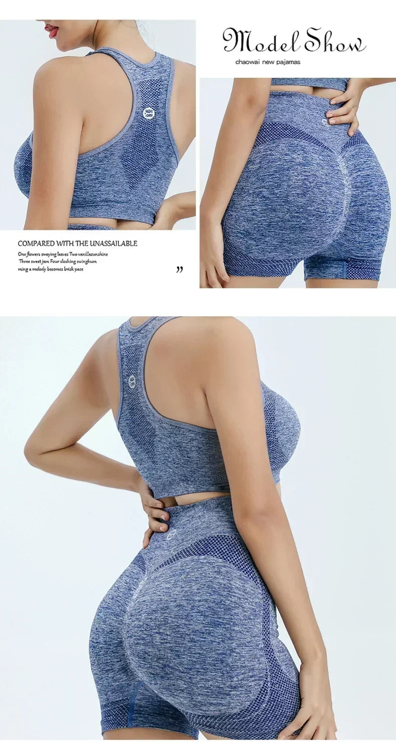 Women Yoga Set Seamless Sports Bra Gym Shorts Leggings Fitness