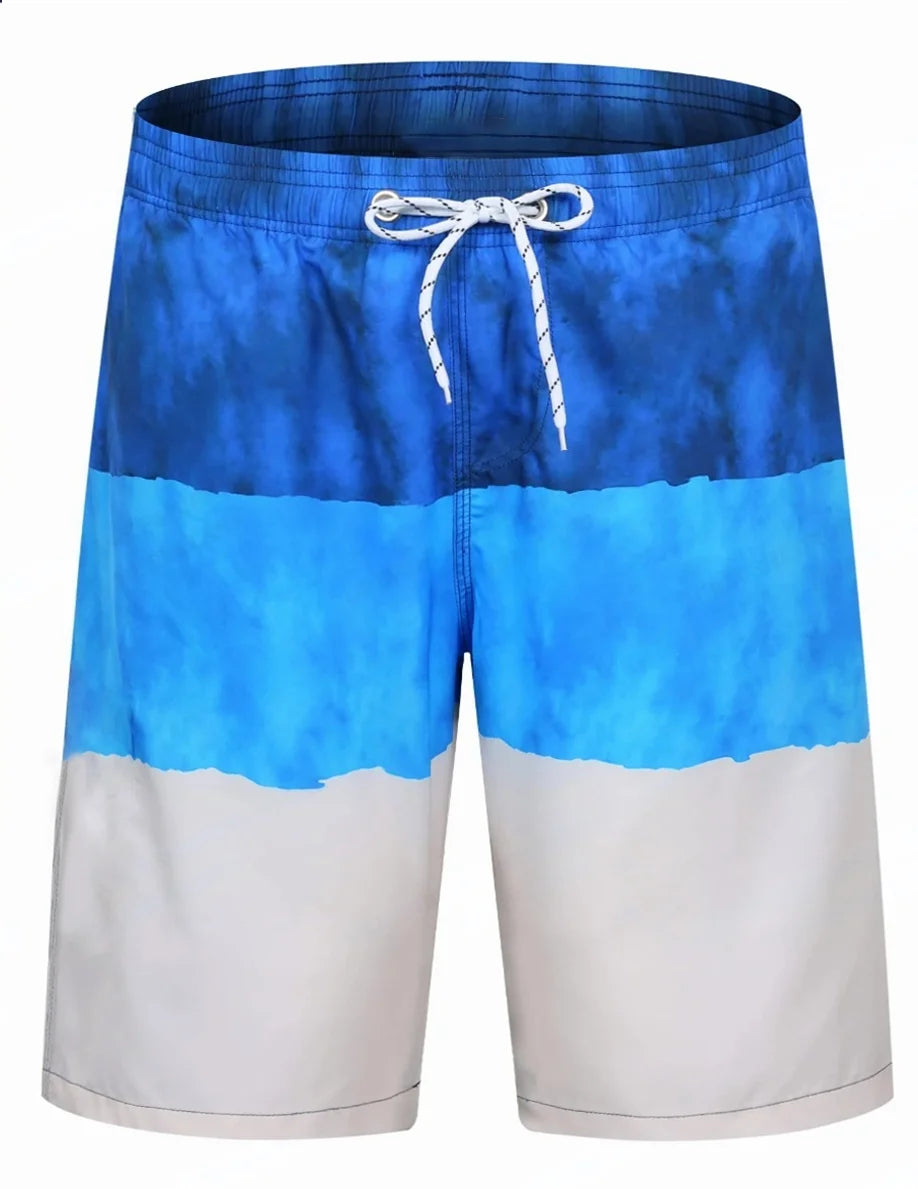 Summer Vacation Palm Tree Print Drawstring Board Shorts Breathable Streetwear