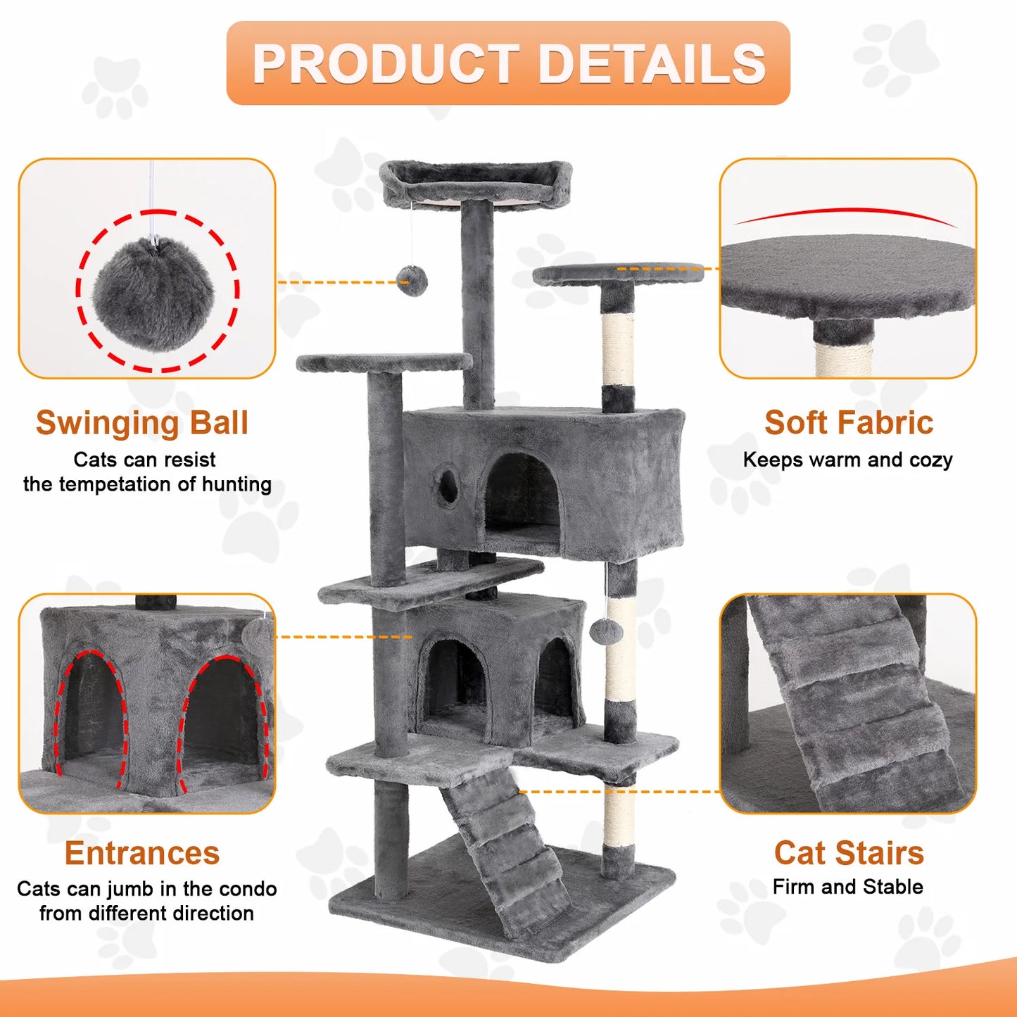 Four Tier Cat Tree Tower With Sisal Scratching Posts