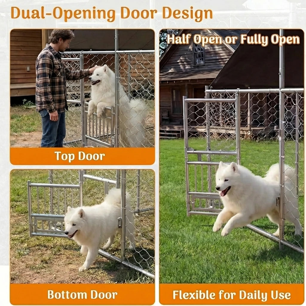Heavy Duty Outdoor Dog Kennel With Dual Opening Doors