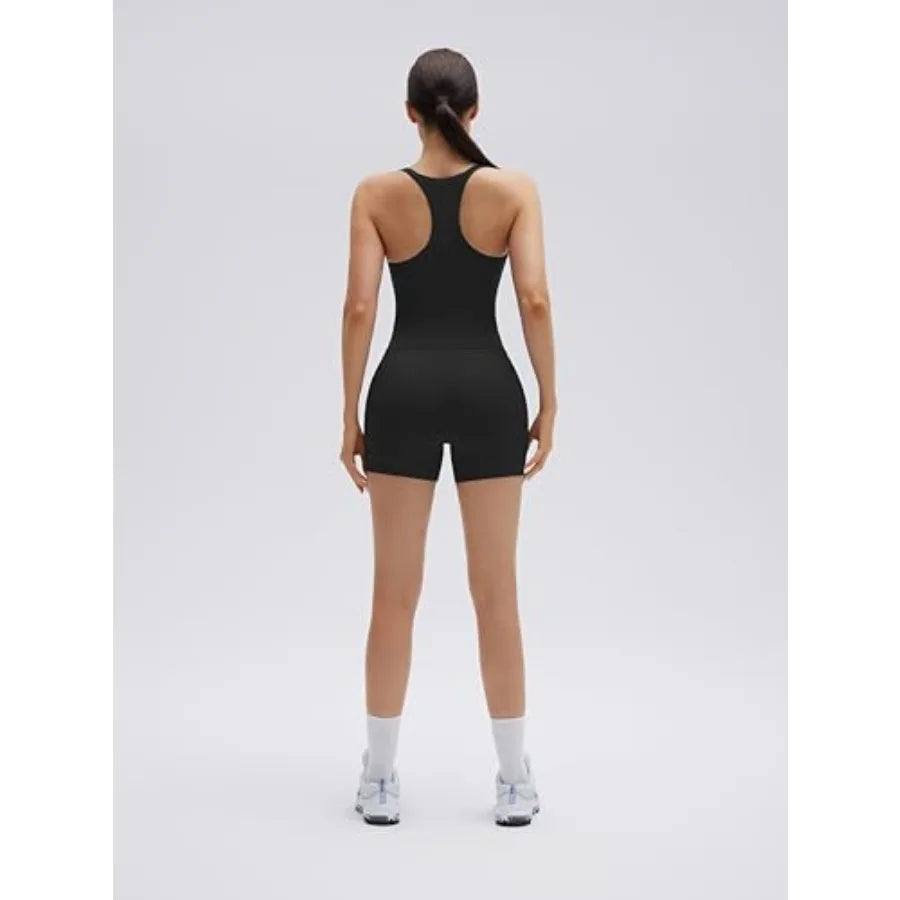 Women Two Piece Workout Set BuiltInBra Pockets Shorts TankTop