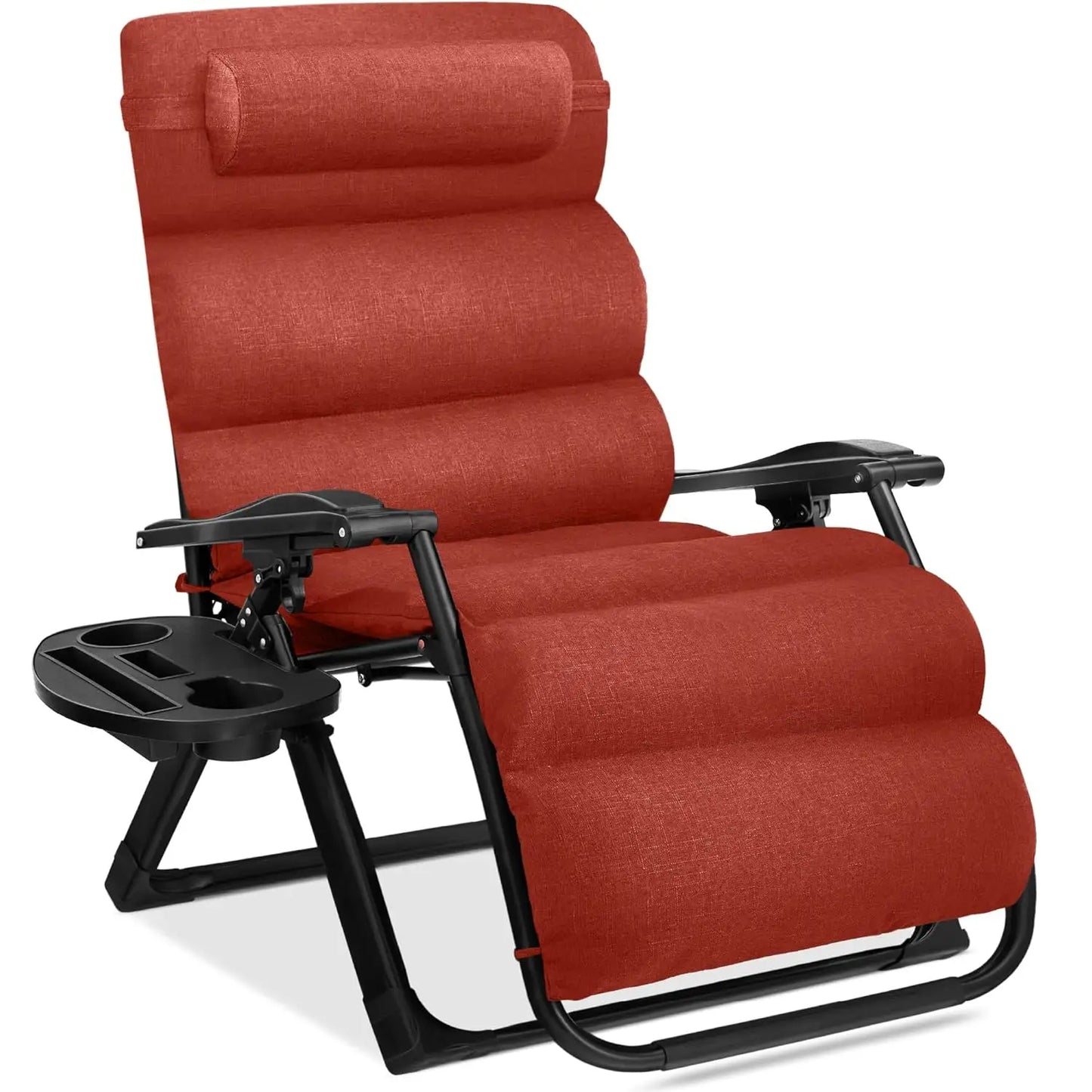 Zero Gravity Patio Chair With Removable Plush Cushion And Cup Holder