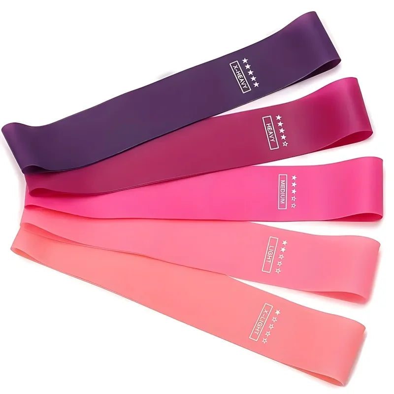 5 Piece Resistance Band Set With Latex Loops For Travel