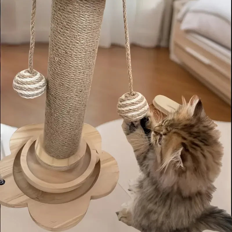 NONECN Cat Scratch Board Rotating Platform Wooden Stand
