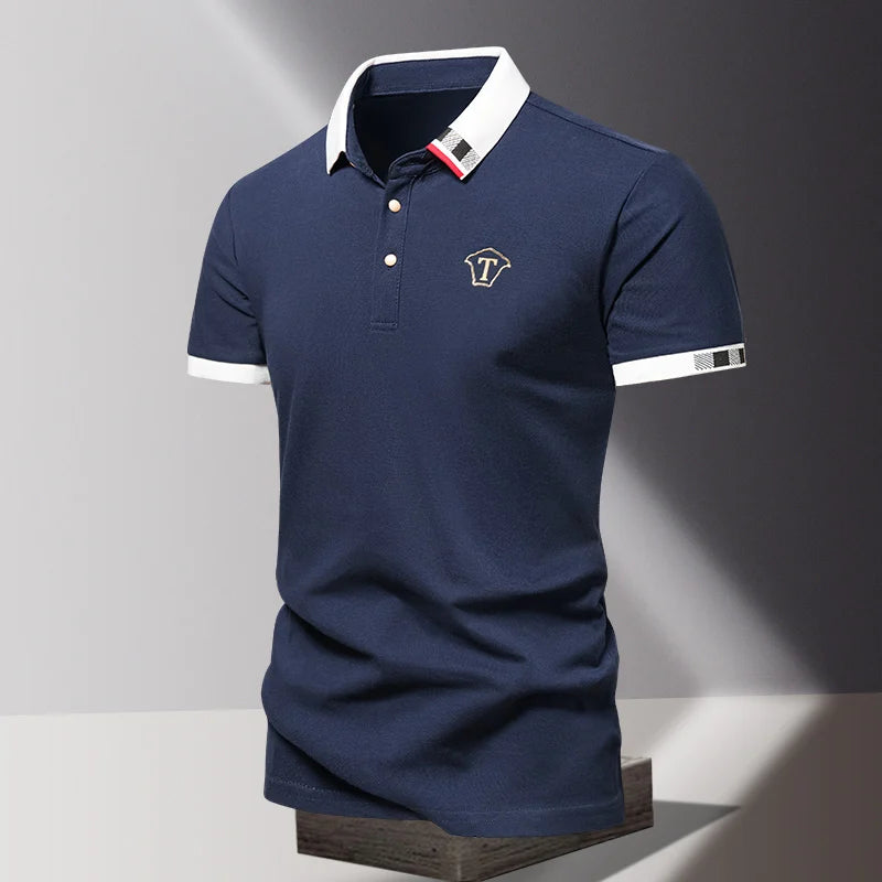 Lane JT Mens Pure Cotton Short Sleeve Polo Shirt Lapel