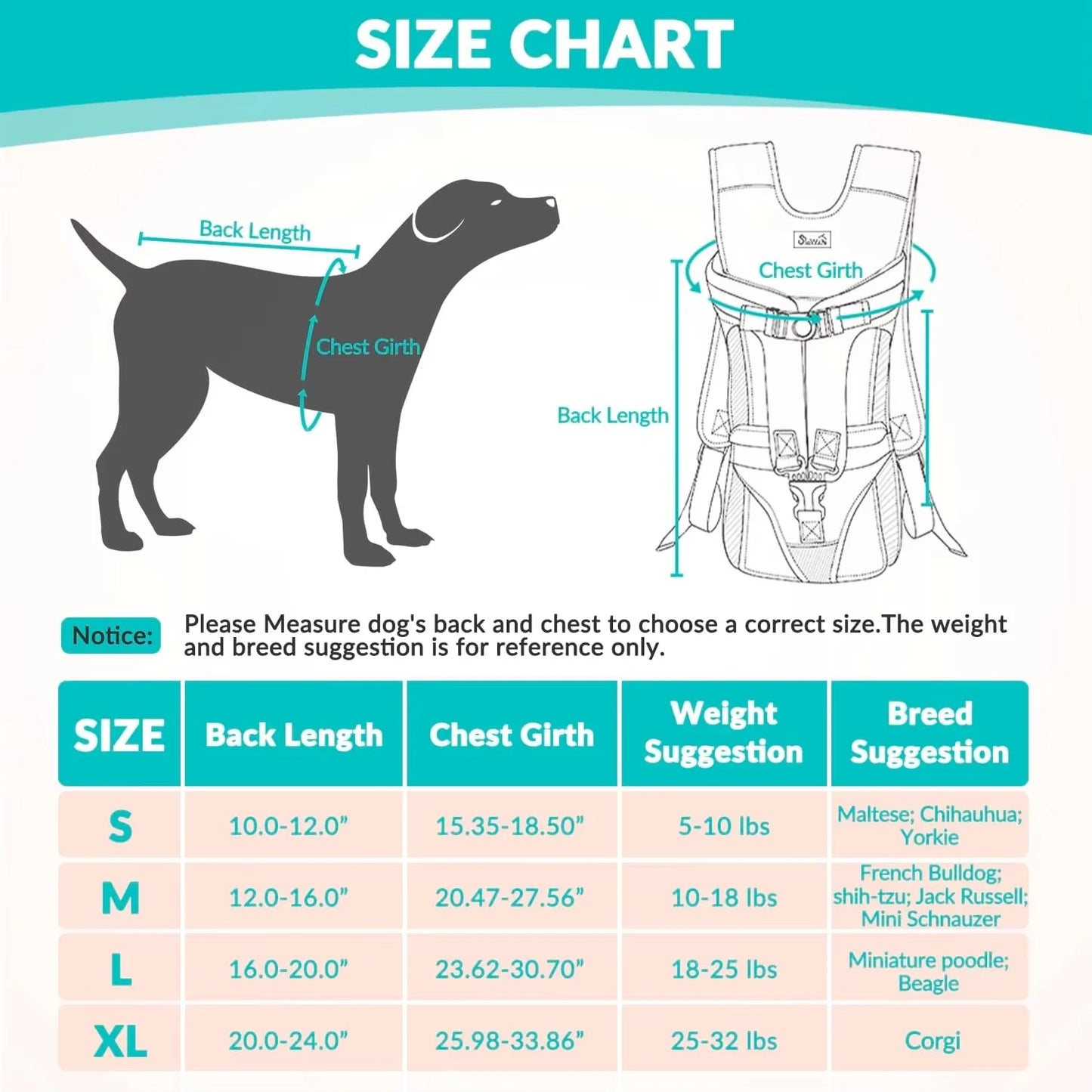 Nylon Dog Carrier Backpack With Thickened Sponge Front Hands Free Outdoor
