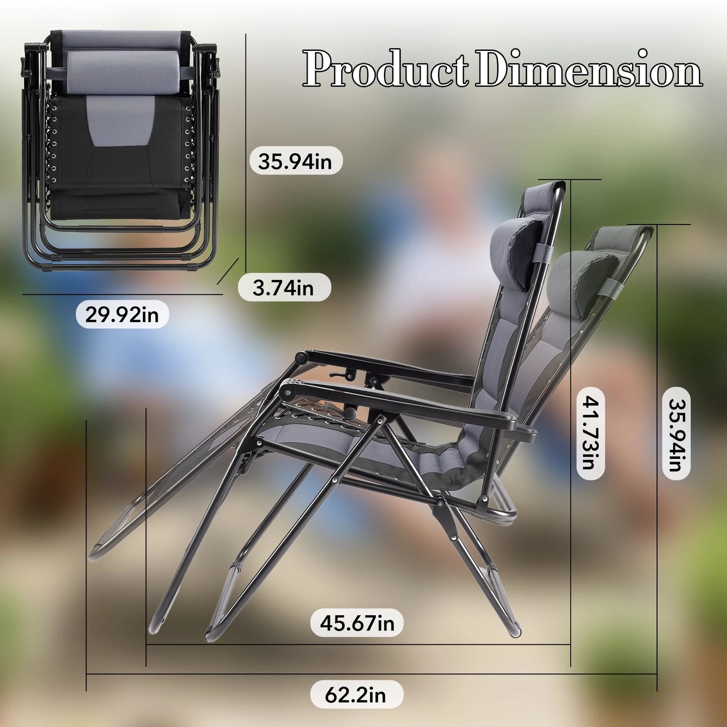 JHK Oversized Zero Gravity Foldable Reclining Lounge Chair Cup Holder