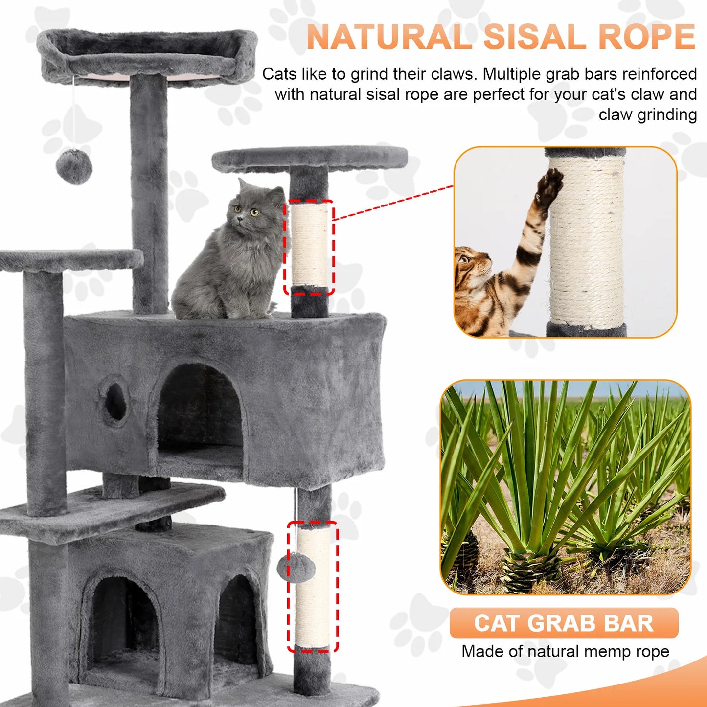 Four Tier Cat Tree Tower With Sisal Scratching Posts