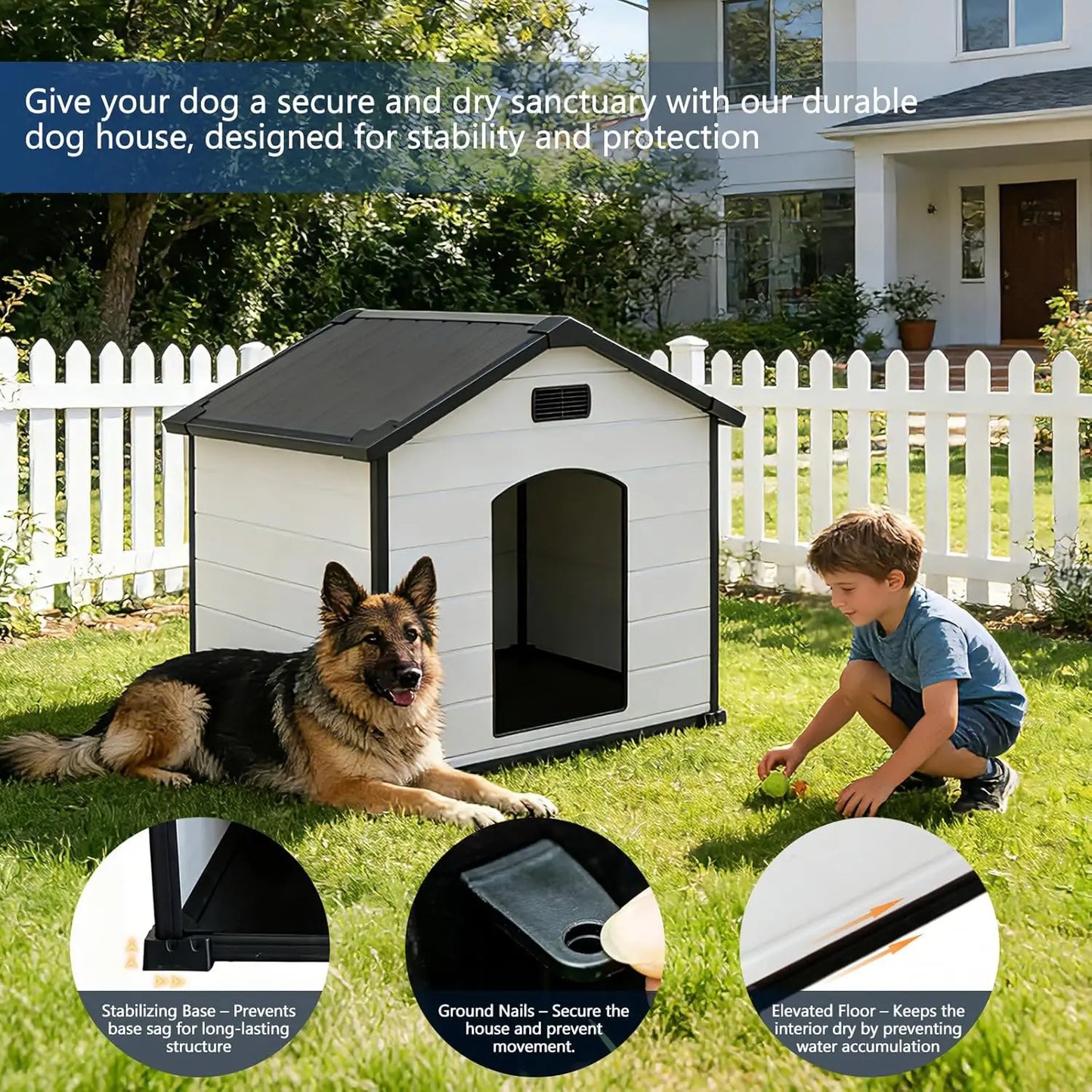 HiMISS Waterproof Indoor Outdoor Dog House With Removable Roof