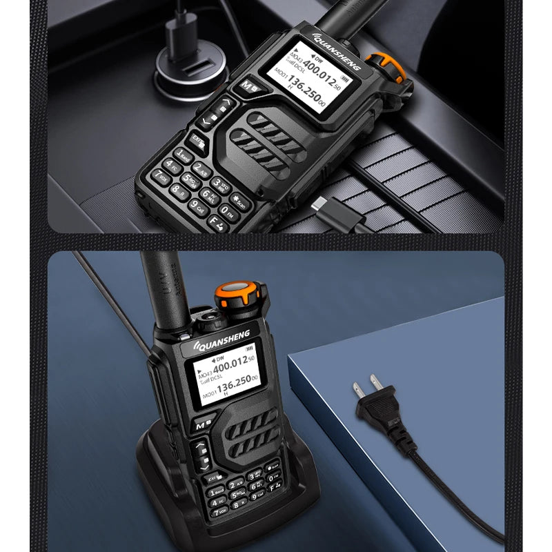 UVK5FM/DTMFnel walkie Talki AM/e 200 ChanType-C Charging Three Frequency Receiving walkie Talkie NOAA Weather Forecast, with Fl