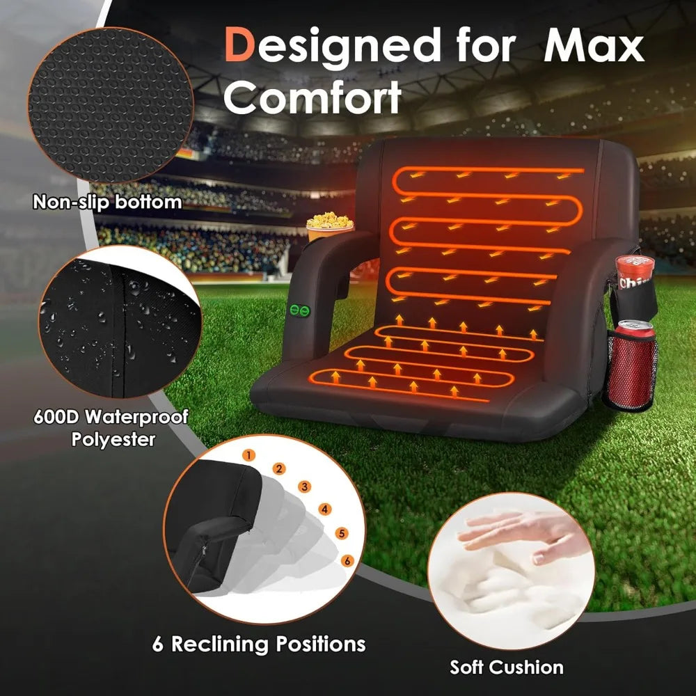 Dual Sided Heated Stadium Seat With Back Support For Bleachers