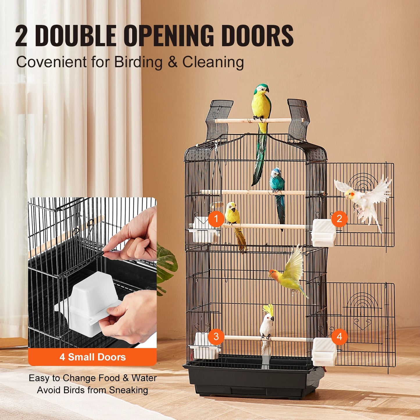 SucceBuy Open Top Parrot Bird Cage With Swing And Perch