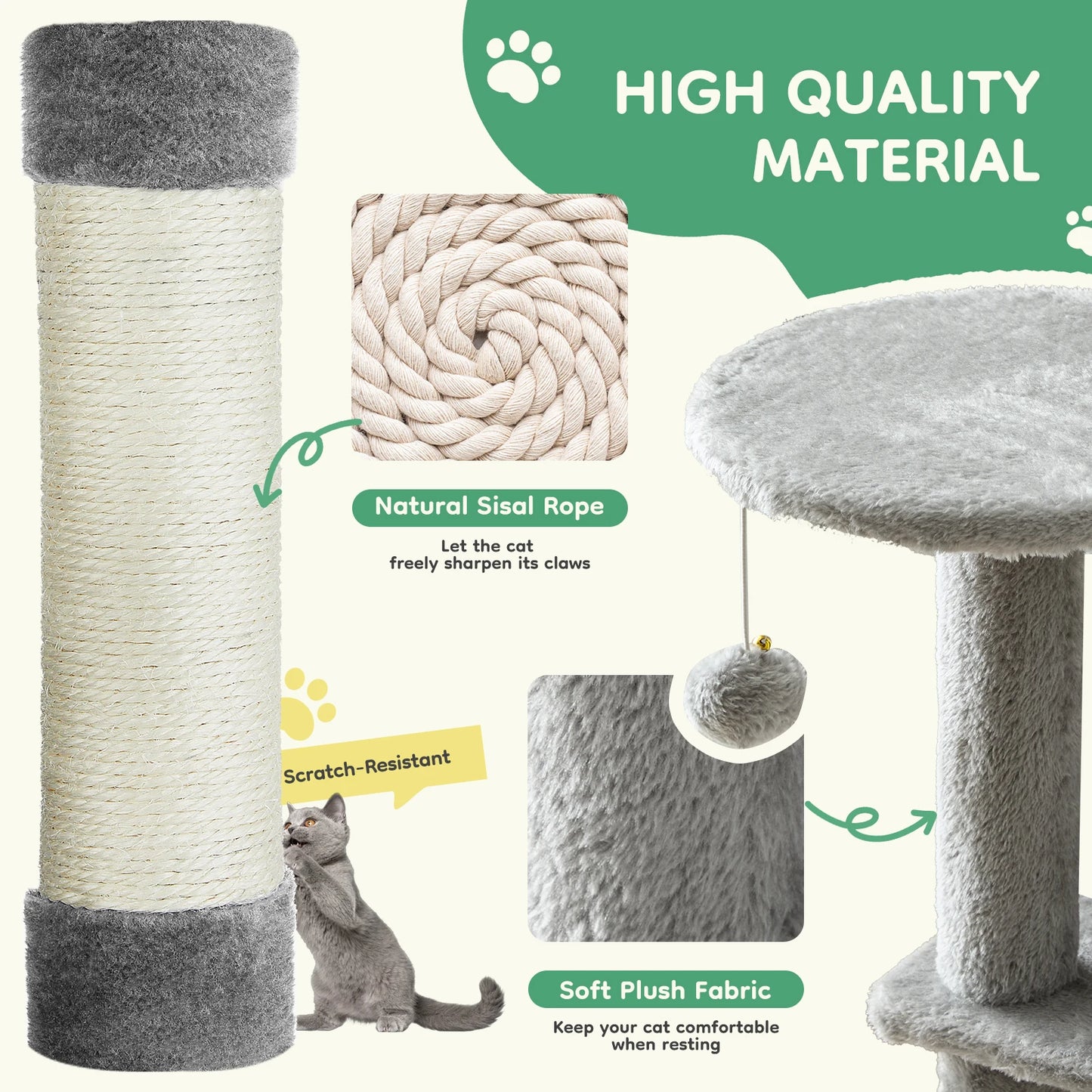 JHK Four Tier Cat Tree Indoor Multi Cat Climbing Tower