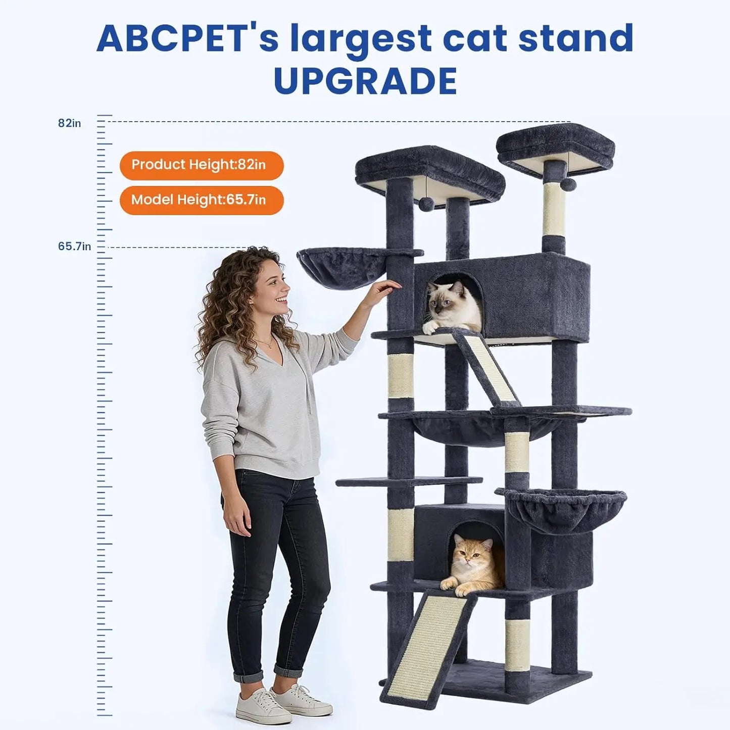 Multi Level Cat Tower With Scratching Posts And Hammock