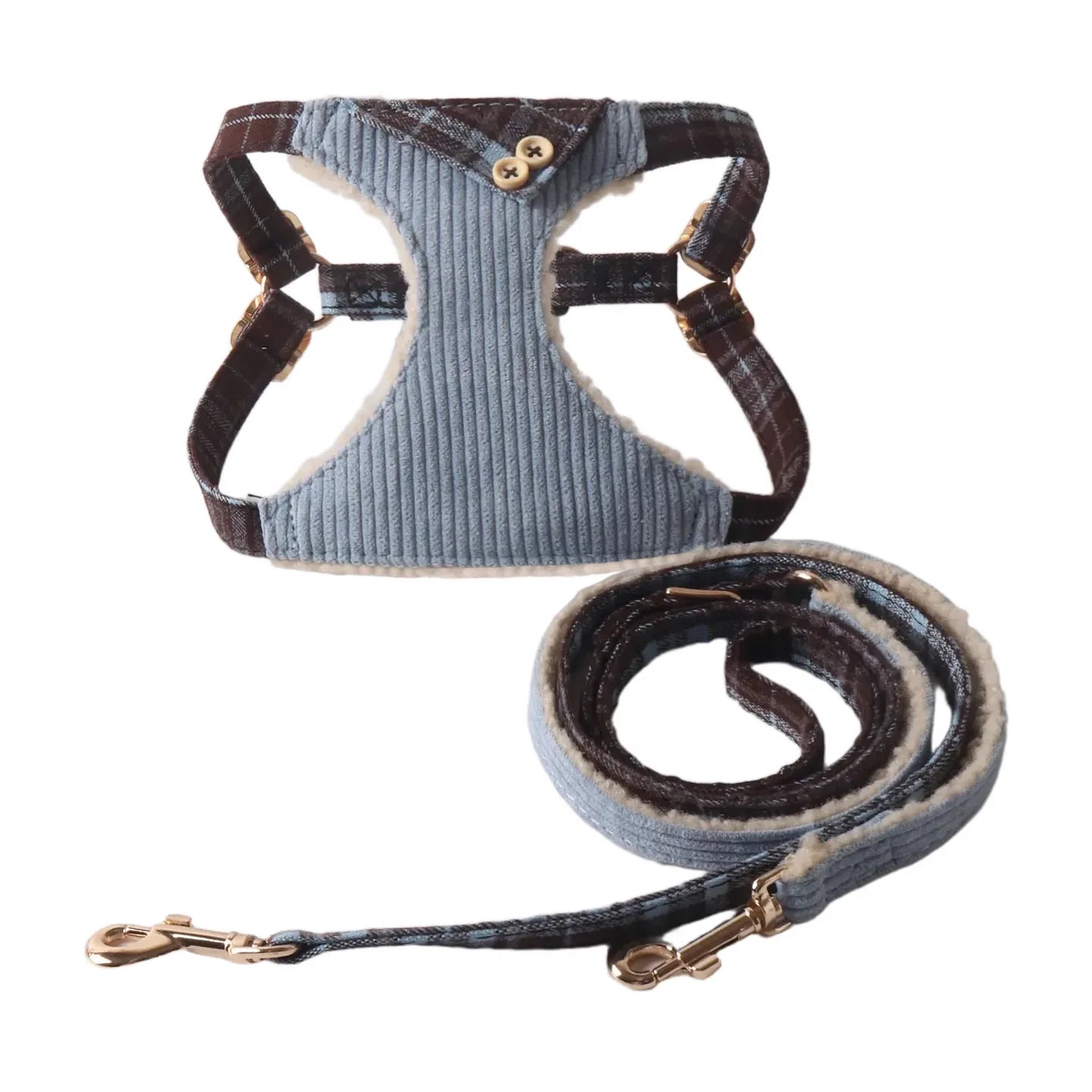 Aminger Corduroy Dog Harness Vest Style Adjustable Leash
