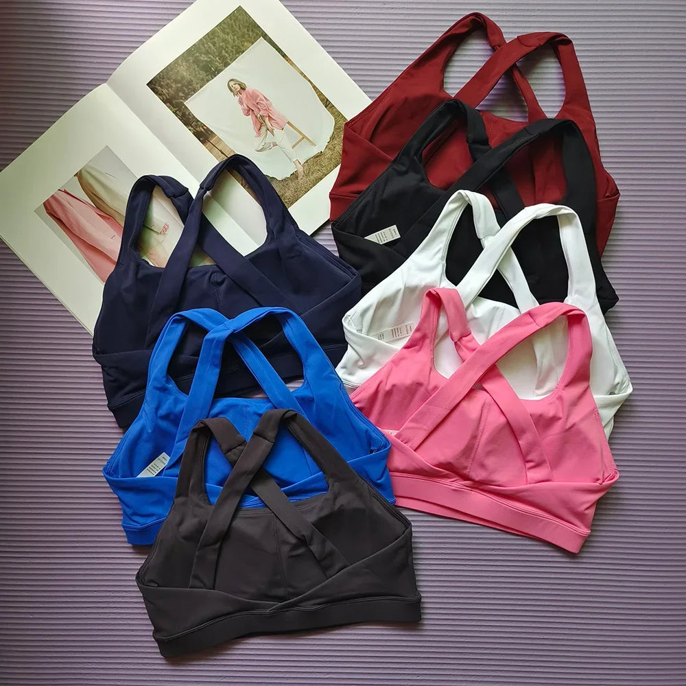 NONECN Women's Cross Back Sports Bra Quick Dry Yoga Vest