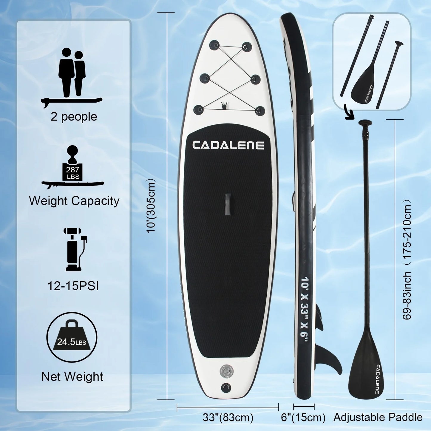 CADALENE Inflatable Stand Up Paddle Board With SUP Accessories