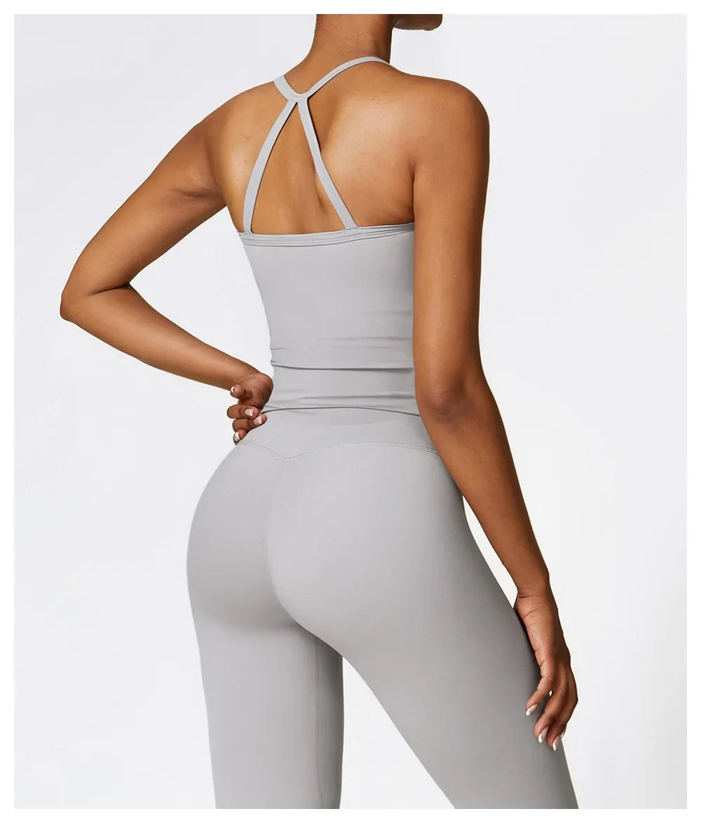 Women Cross Back Yoga Sports Bra Breathable Push Up Top