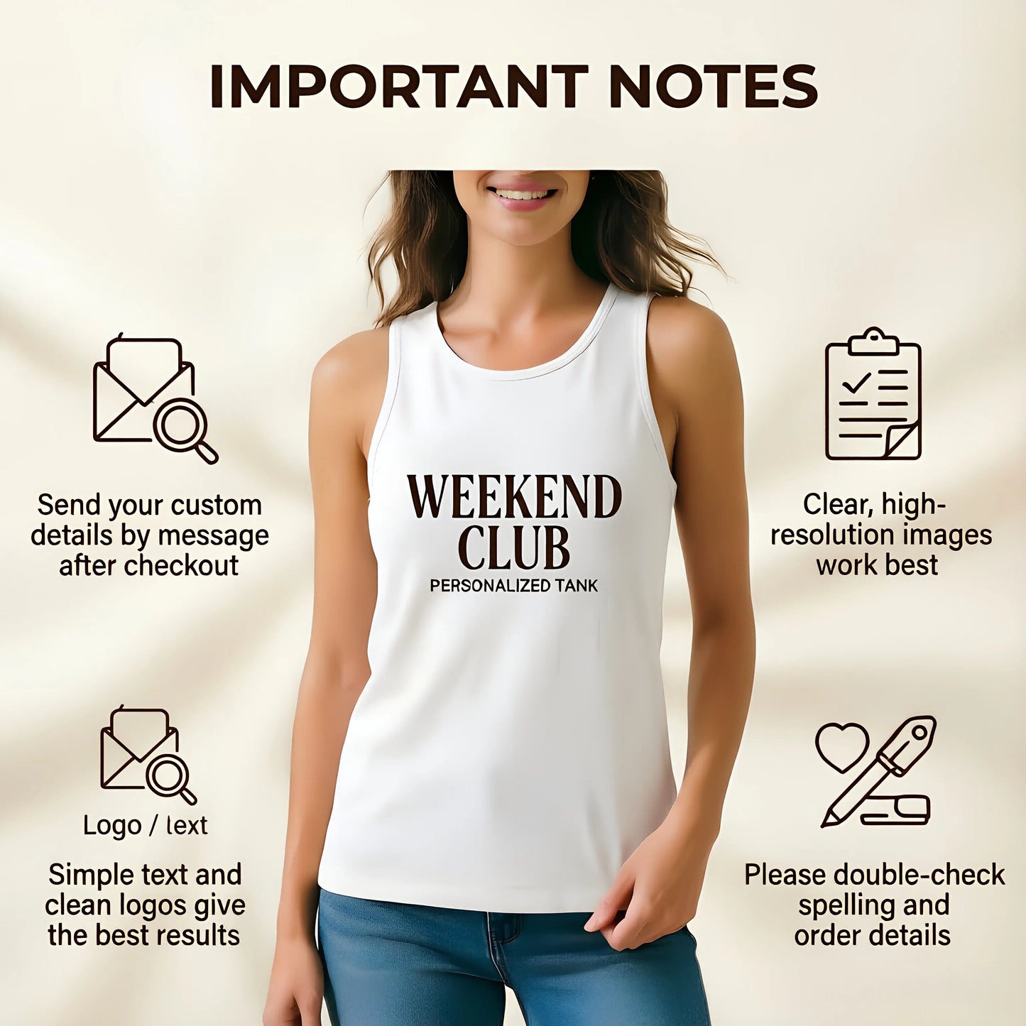 Personalized Womens Tank Top With Custom Photo Logo Text