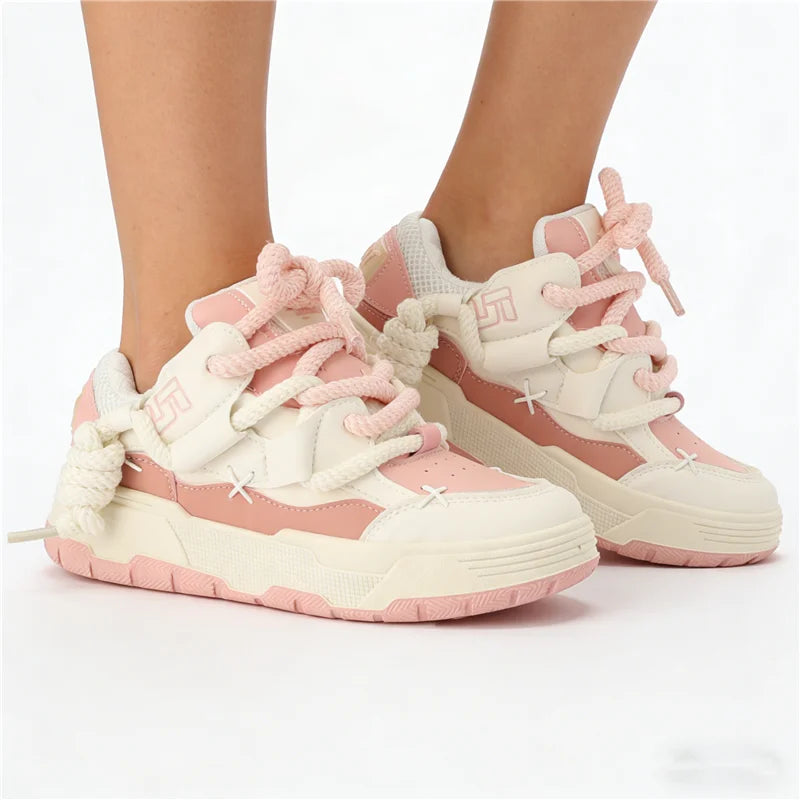 Women Platform Sneakers Chunky Heel Casual Trainers