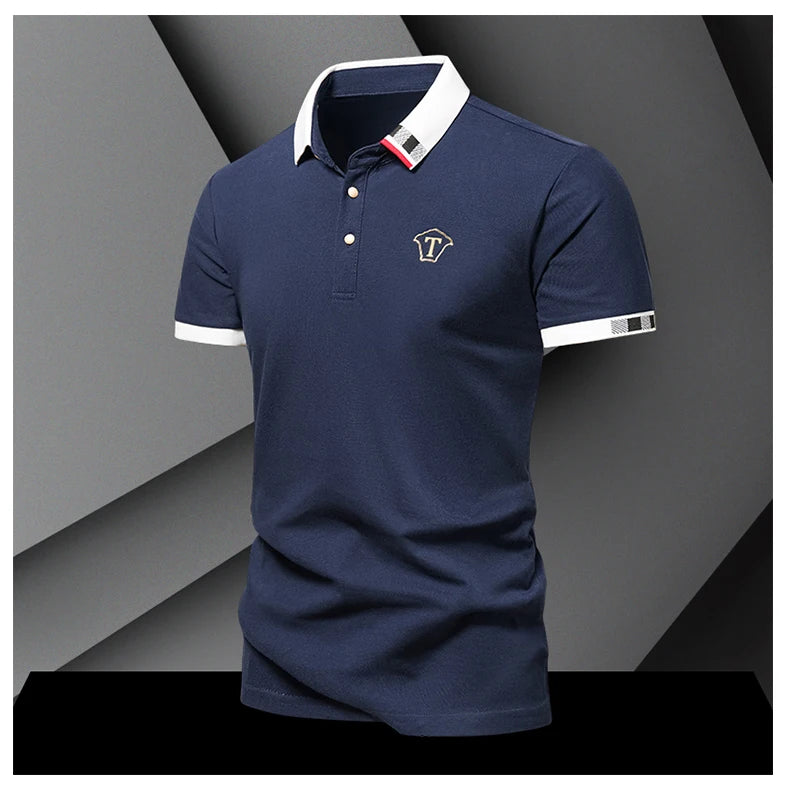Lane JT Mens Pure Cotton Short Sleeve Polo Shirt Lapel