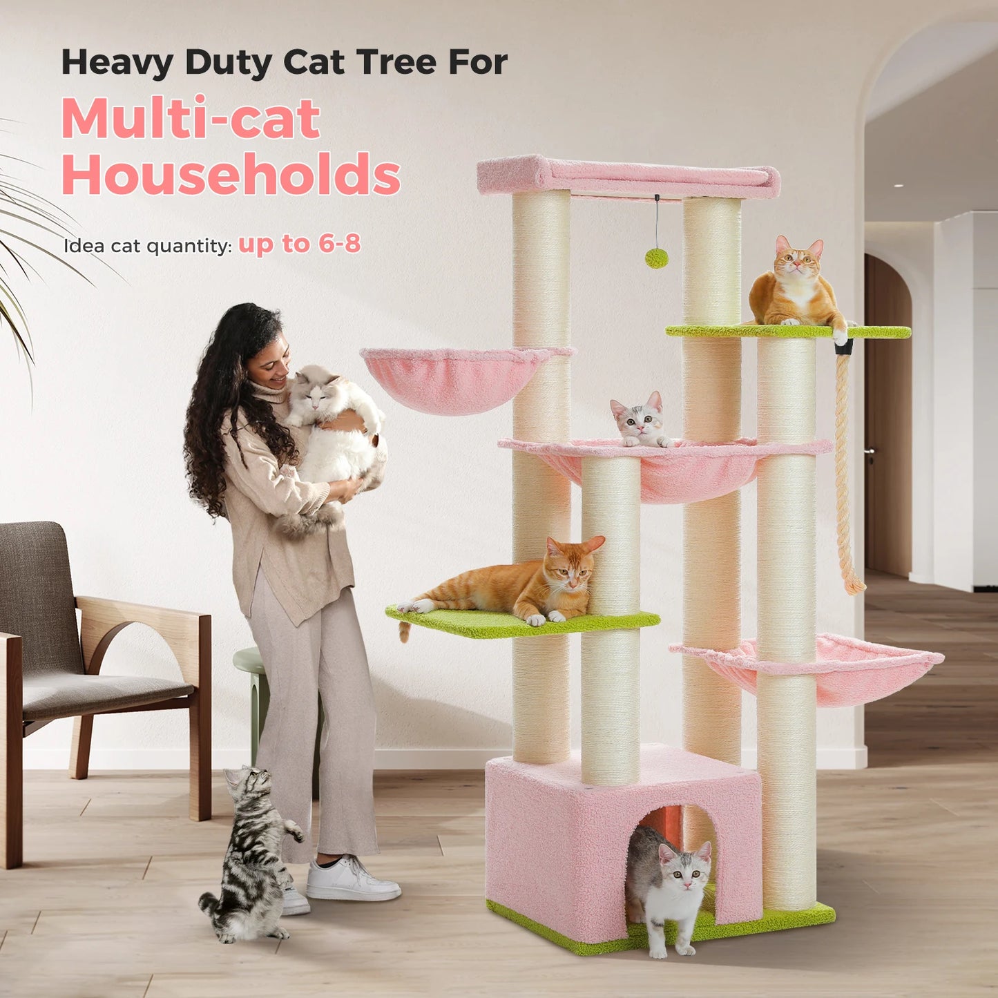 PAWZ Road Large Cat Tree for Big Cats With Hammock