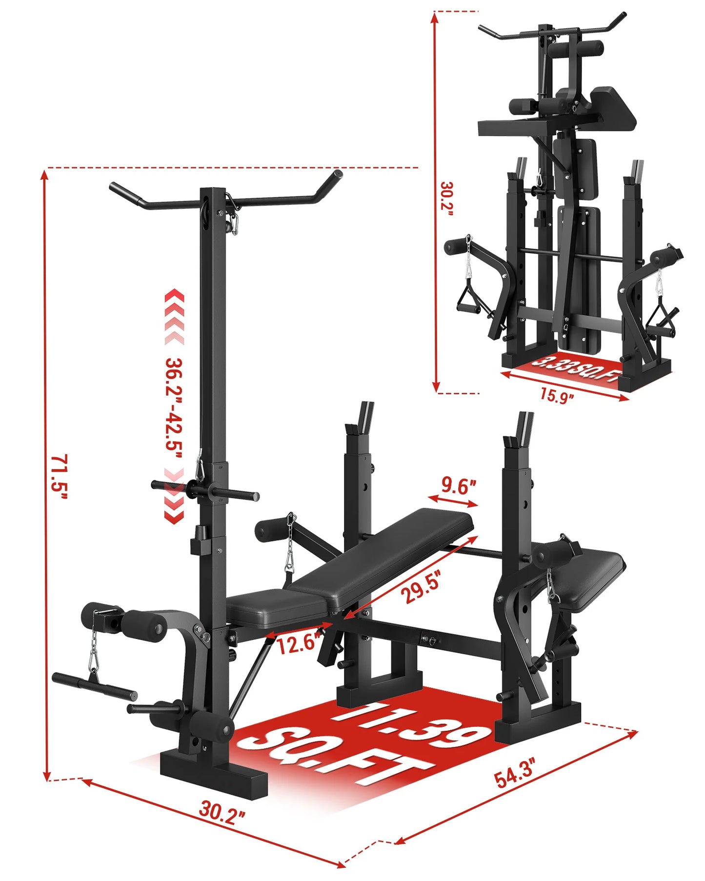 HiMISS Adjustable 4-in-1 Weight Bench With Leg Developer And Rack