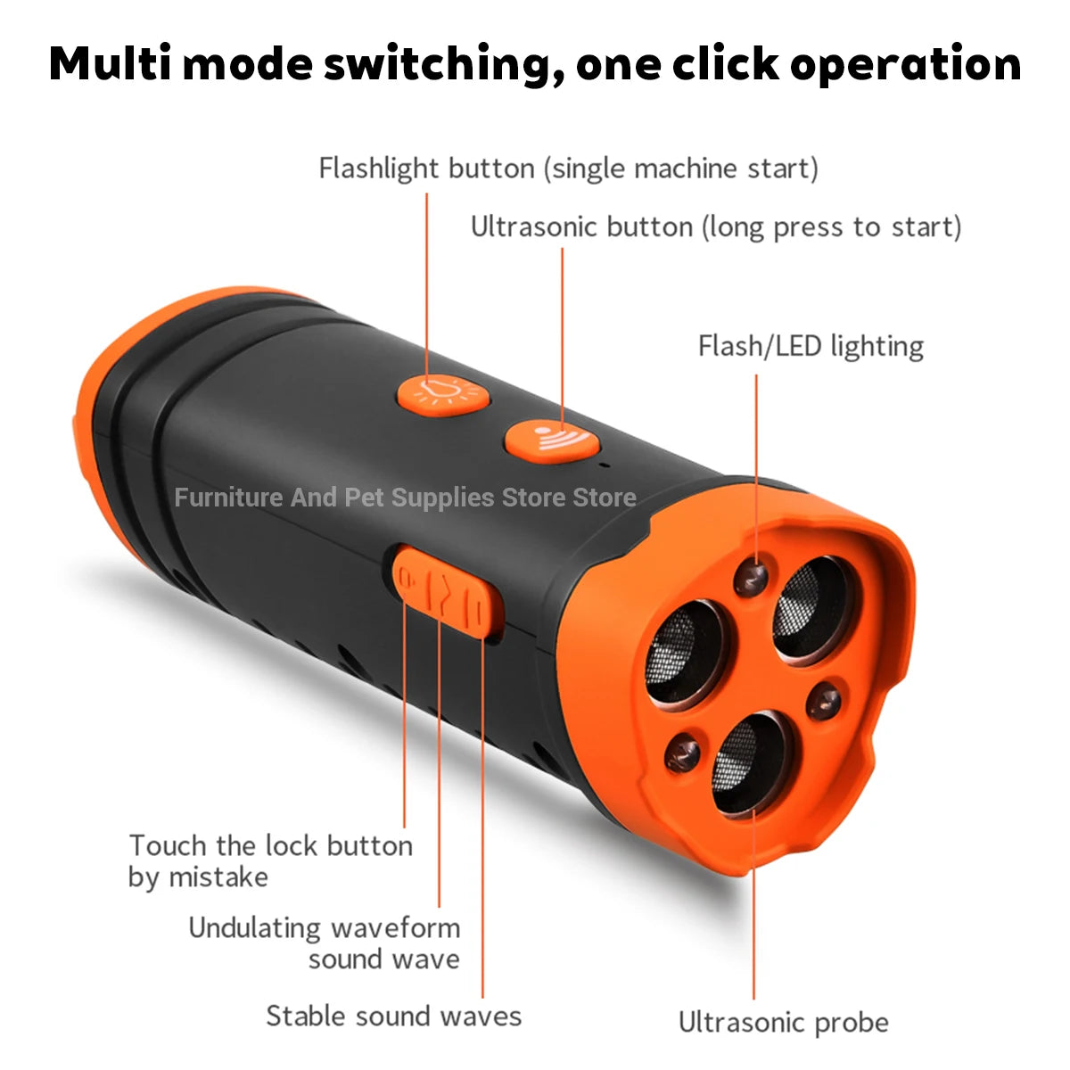 Pet Dog Repeller Ultrasonic Dog Training Device Rechargeable Anti Dog Bark Stop Barking Deterrent Device With LED Flashlight