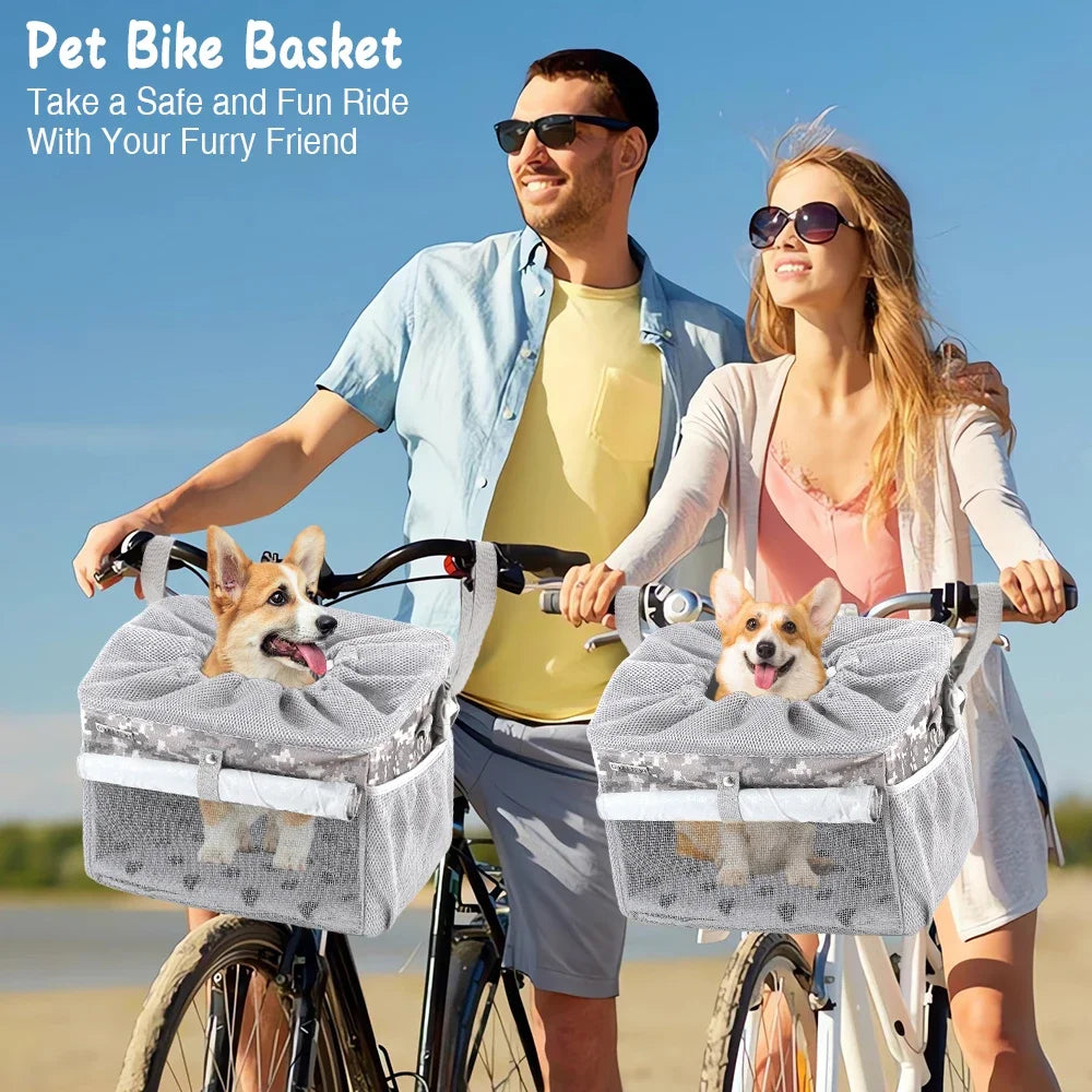 Fuled Dog Cat Bike Basket Carrier Expandable Soft Sided Backpack