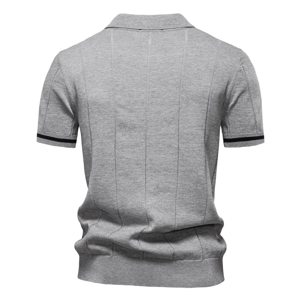 AIOPESON Mens Zipper Polo Shirt Slim Fit Sport Office Wear