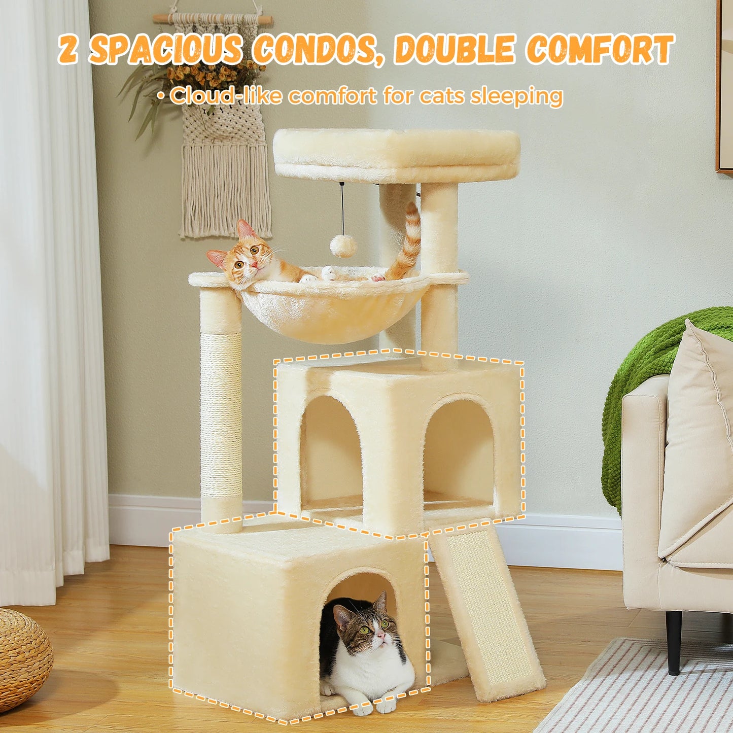 PEQULTICN Multi Level Cat Tower With Sisal Scratching
