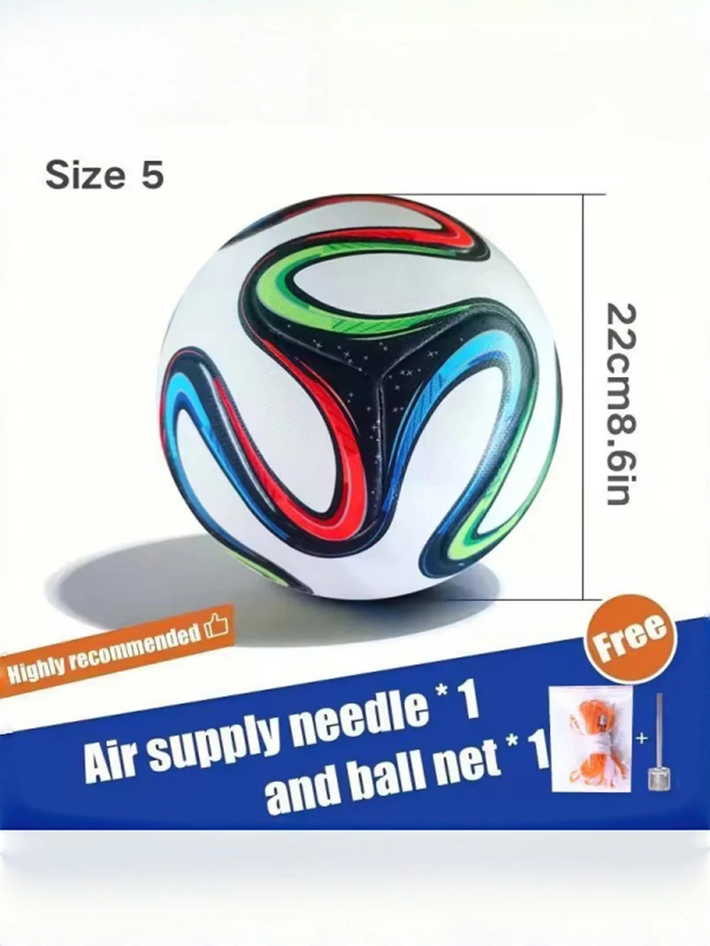 LISM Soccer Ball PU Leather Seamless Wear Resistant