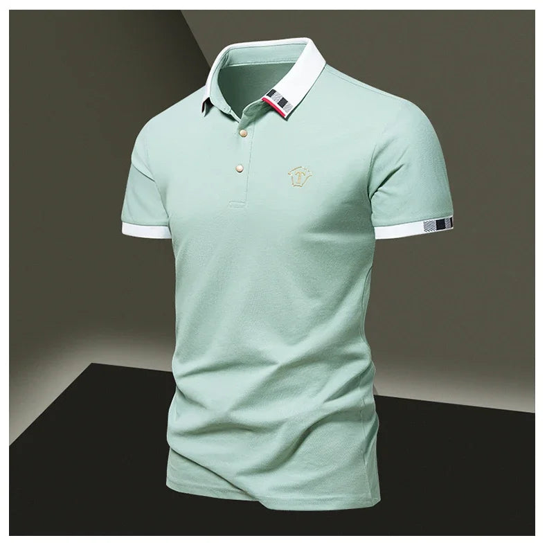 Lane JT Mens Pure Cotton Short Sleeve Polo Shirt Lapel