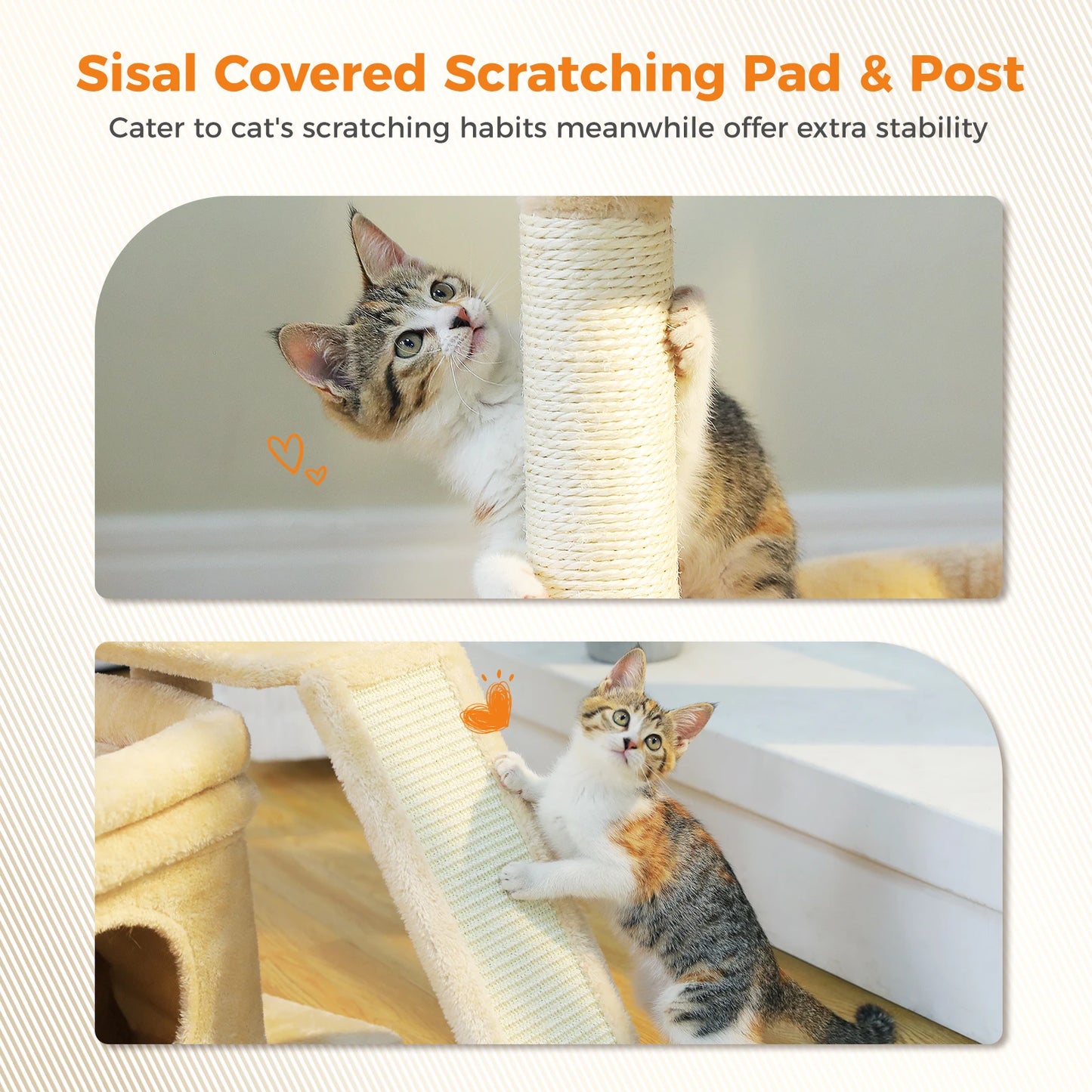PAWZ Road Small Cat Tree Tower With Sisal Scratching Post