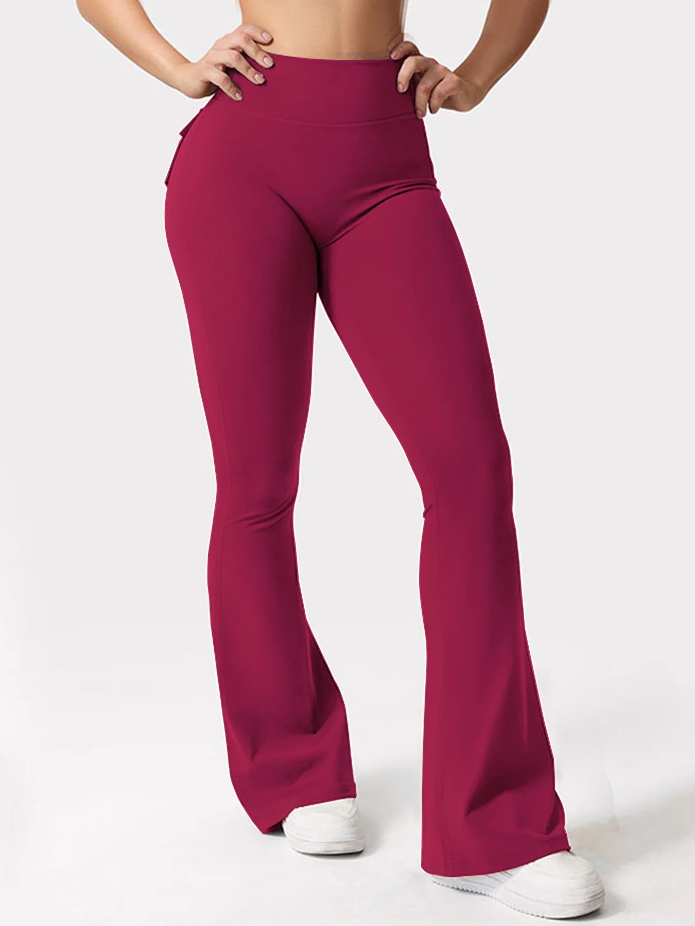Women's Yoga Flare Trousers High Waist Pockets Wide Leg