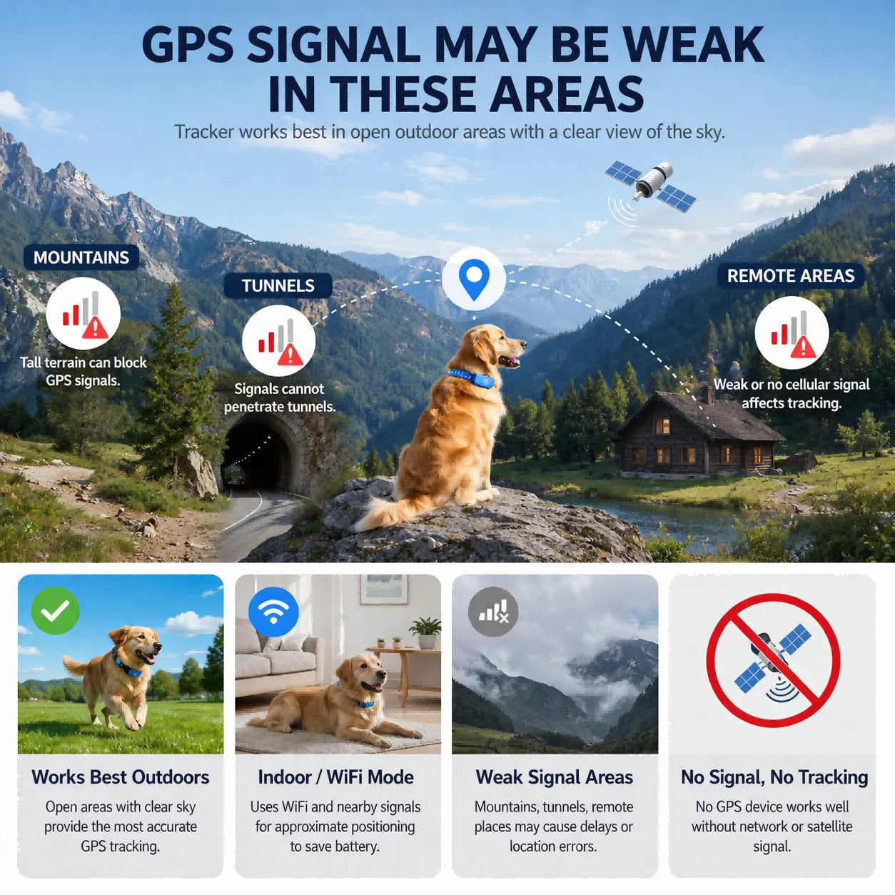 WANWAYTECH GPS Pet Tracker 4G Real Time Location IP67 Waterproof