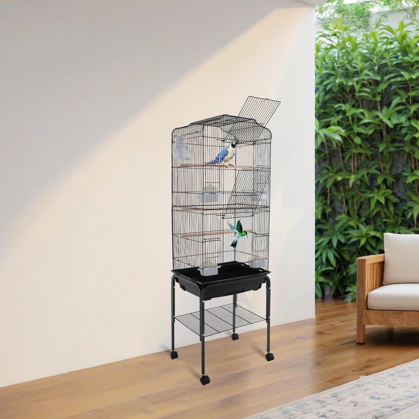 Iron Flight Cage With Stand And Wheels Lockable Door For Parrots
