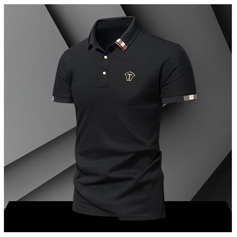 Lane JT Mens Pure Cotton Short Sleeve Polo Shirt Lapel