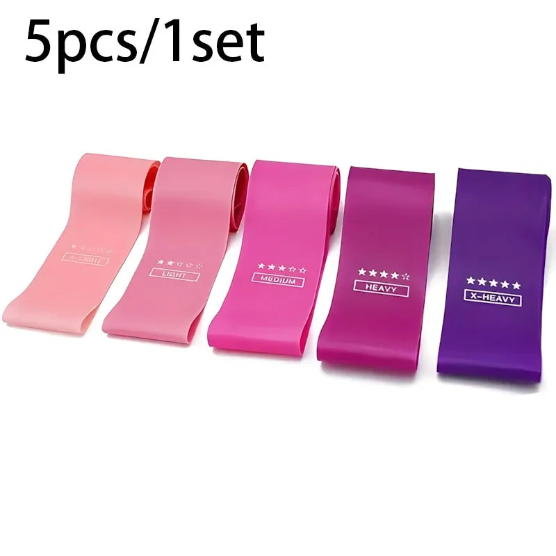 5 Piece Resistance Band Set With Latex Loops For Travel