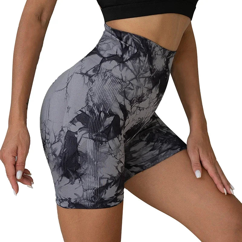 Womens Yoga Shorts Print Gym Running Workout Shorts Athletic Wear