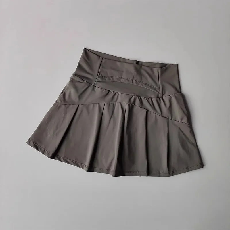 Women's High-Waisted Skort With Inner Lining For Yoga Fitness