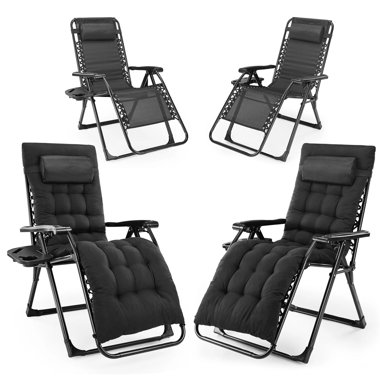 JHK Oversized Zero Gravity Foldable Reclining Lounge Chair Cup Holder