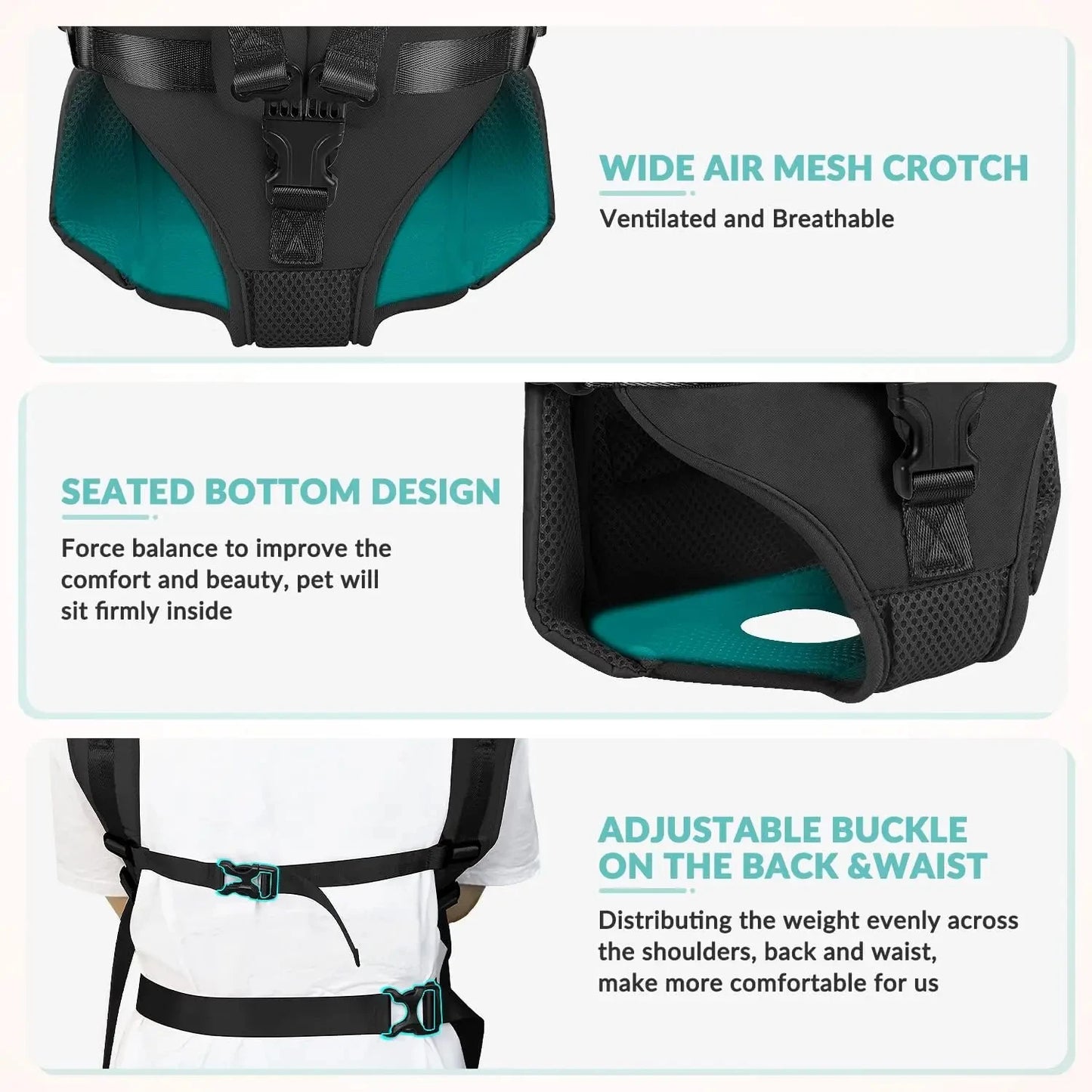 Nylon Dog Carrier Backpack With Thickened Sponge Front Hands Free Outdoor