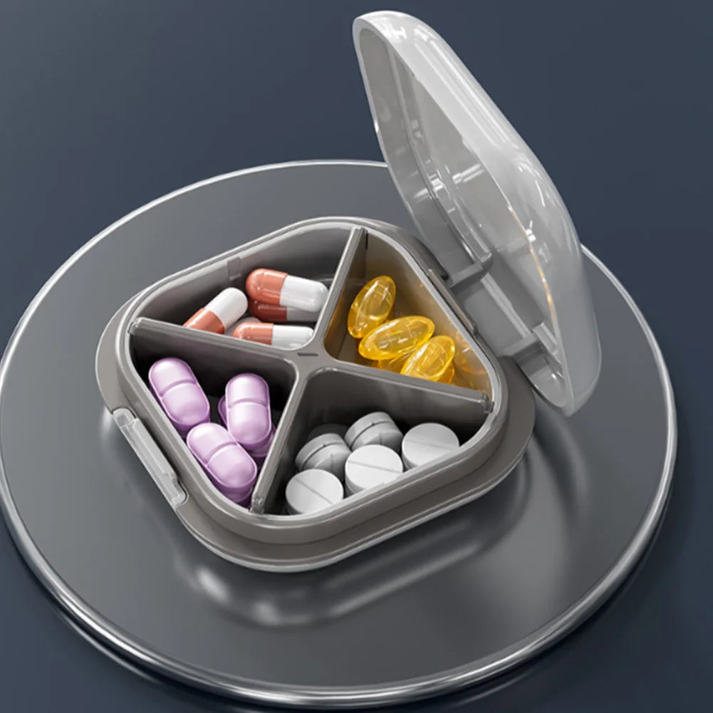 4 Grid Pill Case Portable Medicine Box Moisture Proof Organizer