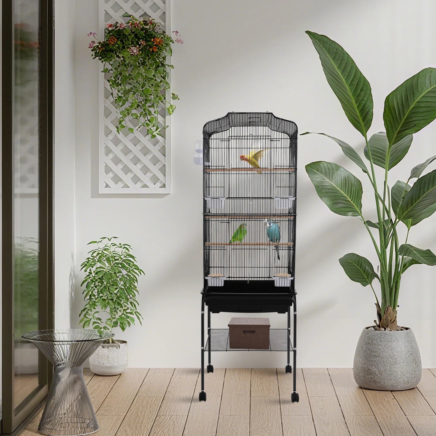 Iron Flight Cage With Stand And Wheels Lockable Door For Parrots