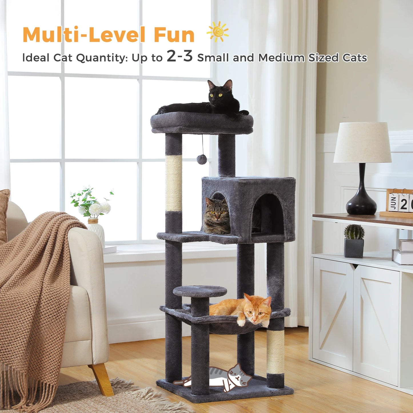PAWZ Road Multi Level Cat Tree With Sisal Posts Condo