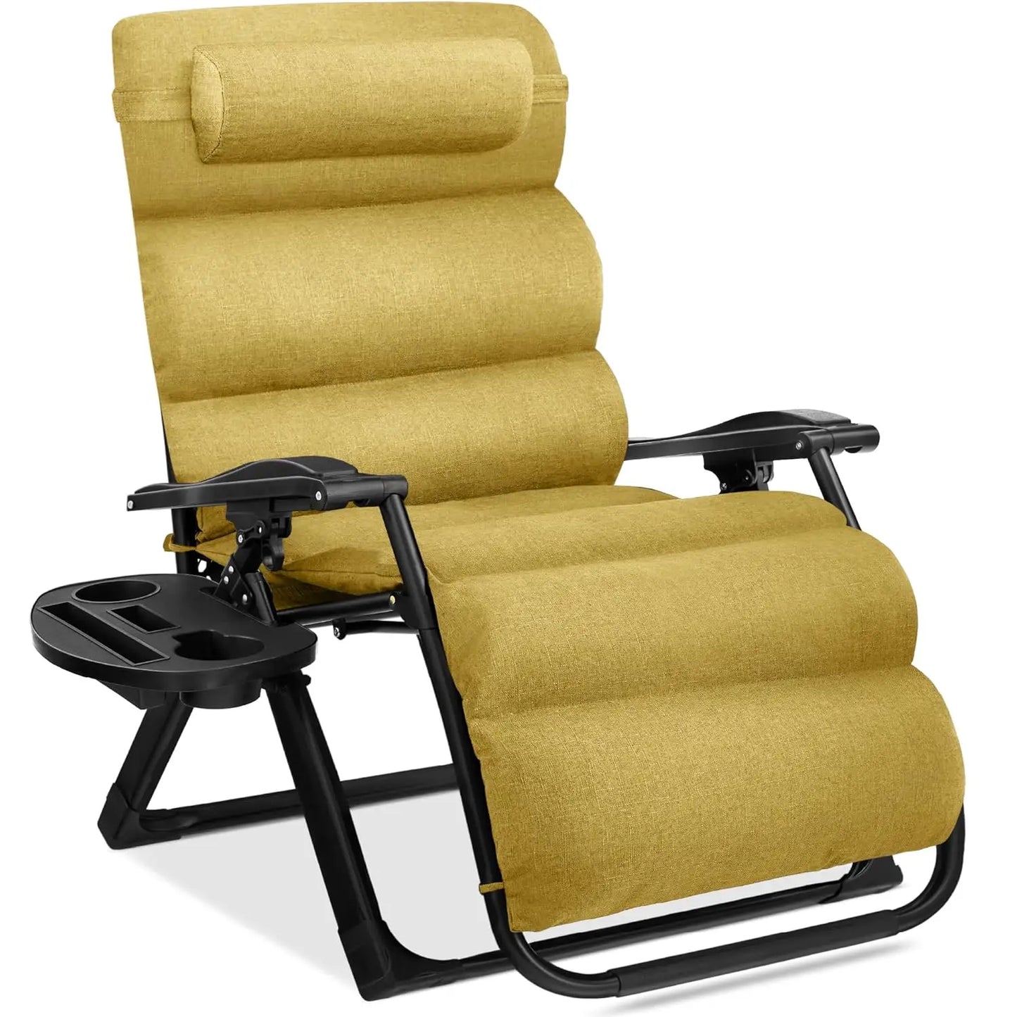 Zero Gravity Patio Chair With Removable Plush Cushion And Cup Holder